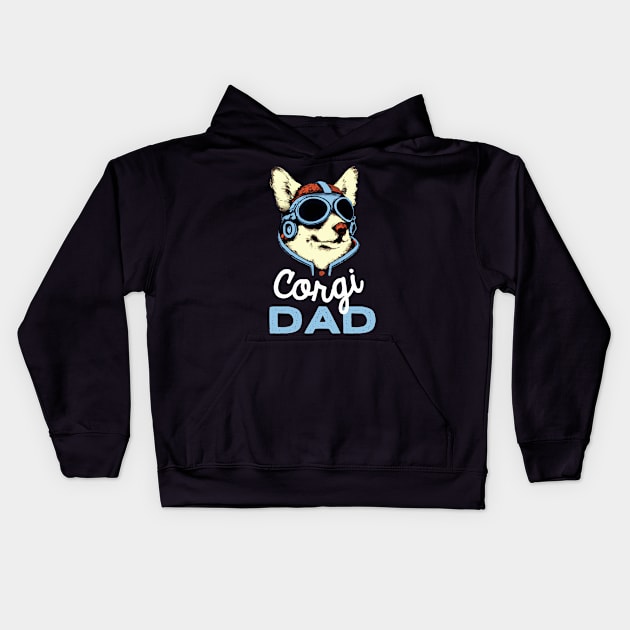 Corgi Dad Vintage Dog Owner Welsh Corgi Dog Father Kids Hoodie by BetterManufaktur